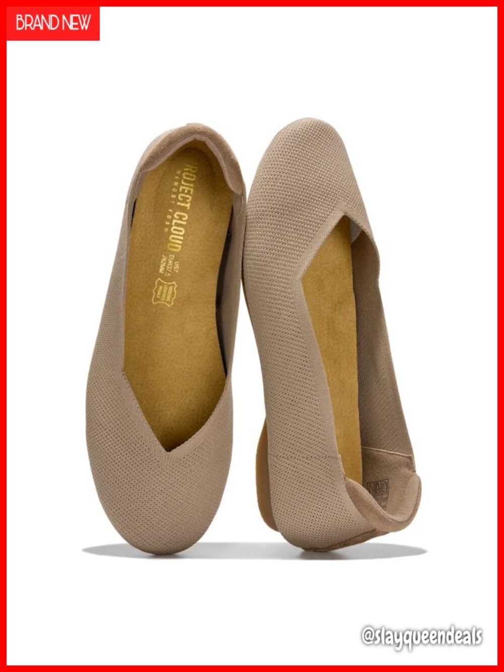 Womens Lightweight Ballet Flats Breathable Memory Foam Slip On Shoes